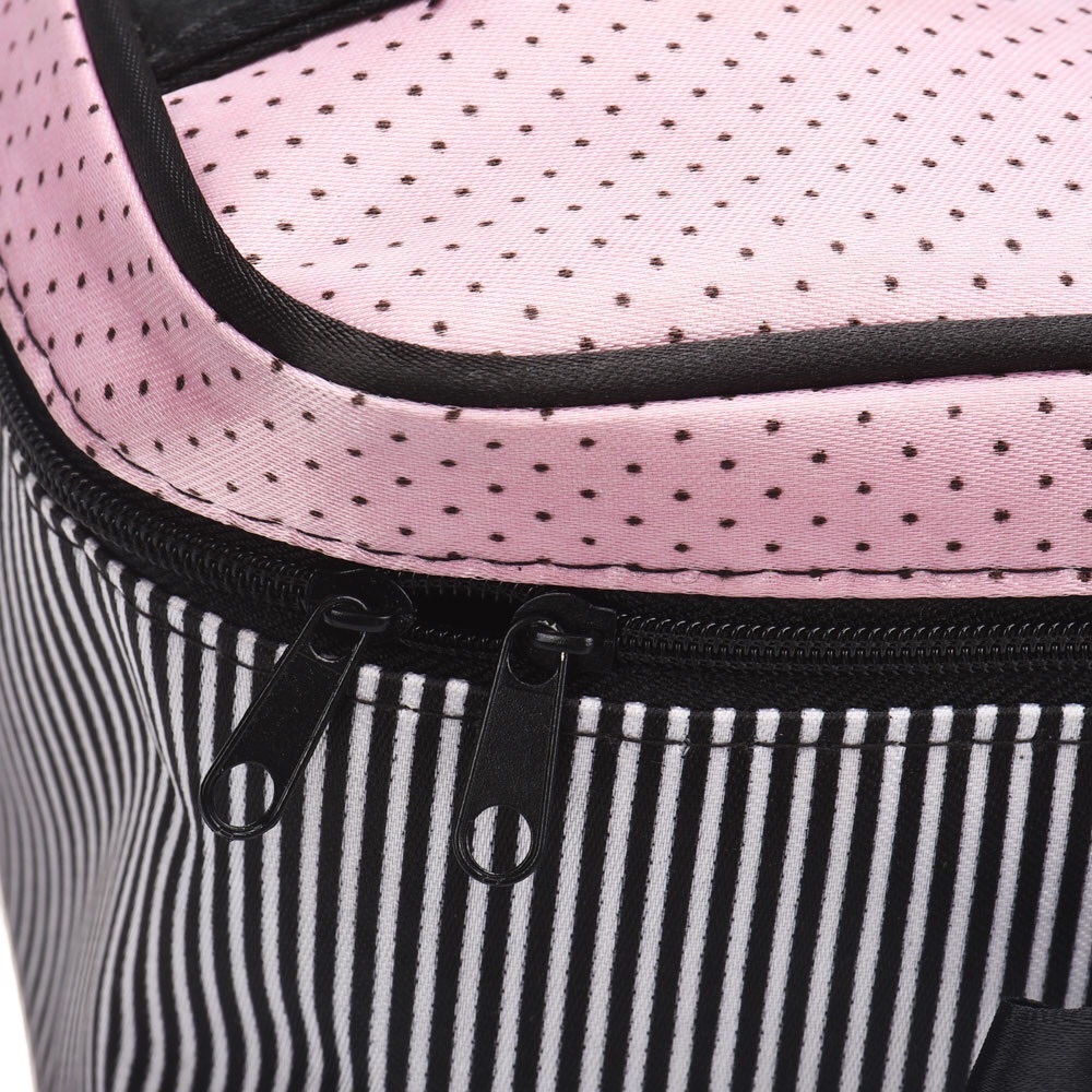 Black & Pink Stripe Zippered Cosmetic Travel Bag - Picture 4 of 6